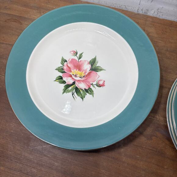 Vintage Homer Laughlin Century Green Plate/ Salad Bowl Set - Picture 5 of 8